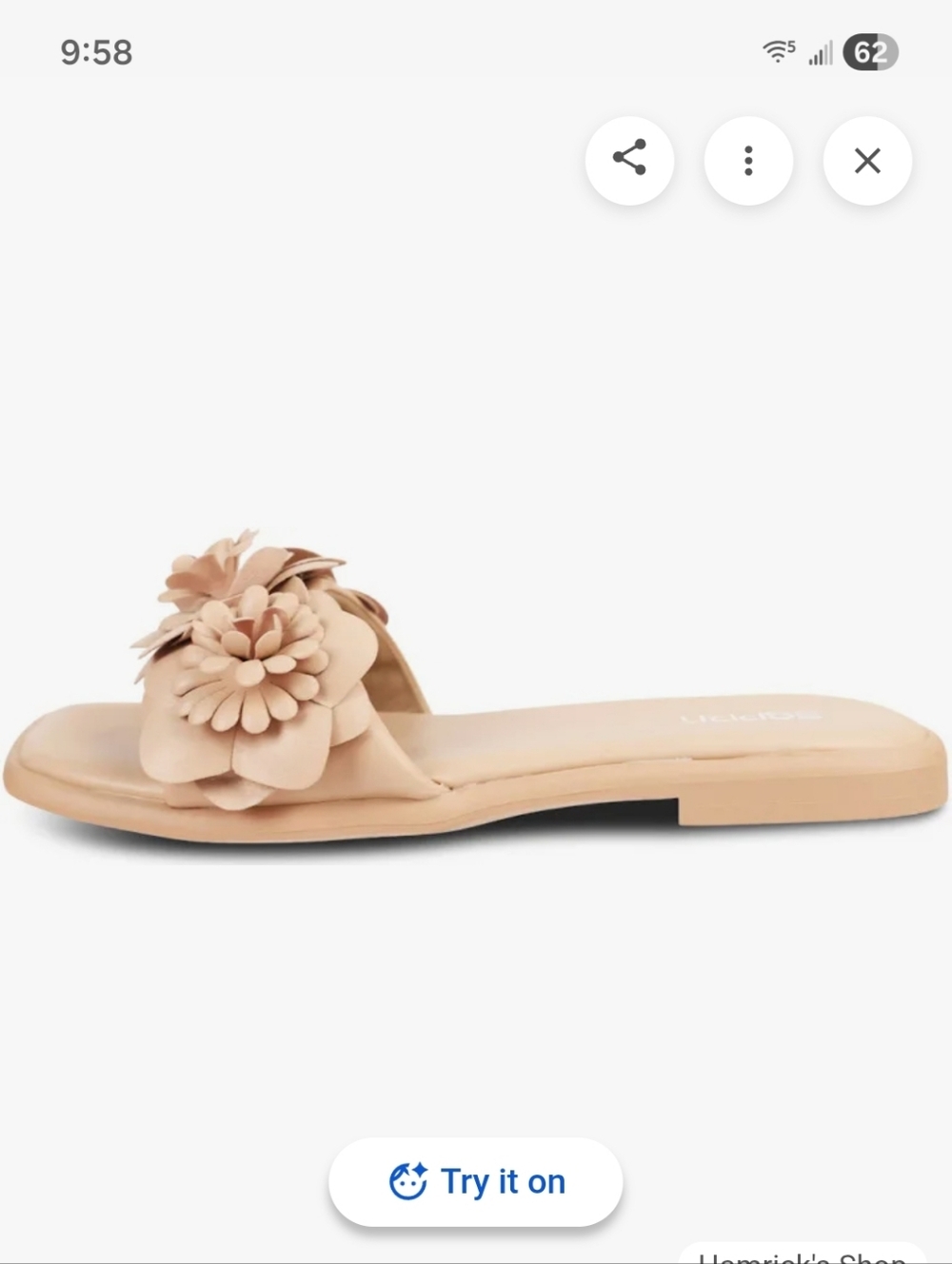 Esprit Tan Floral Appliqué Slide Sandals